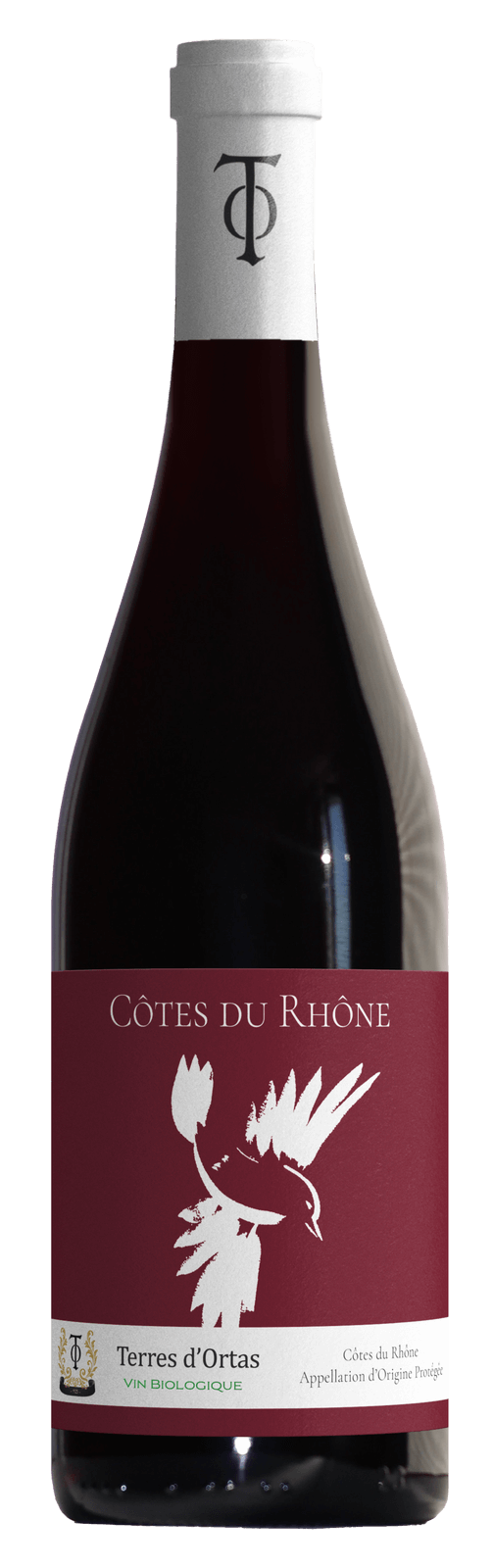 bouteille vin rouge terres ortas Cotes du rhone rouge bio