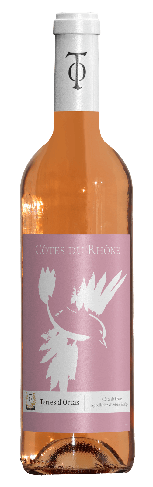 bouteille vin terres ortas Cotes du rhone rose